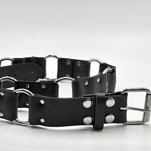 3-Row O-Ring Punk Rock Leather Belt by Nemesis Leather - New Deadstock